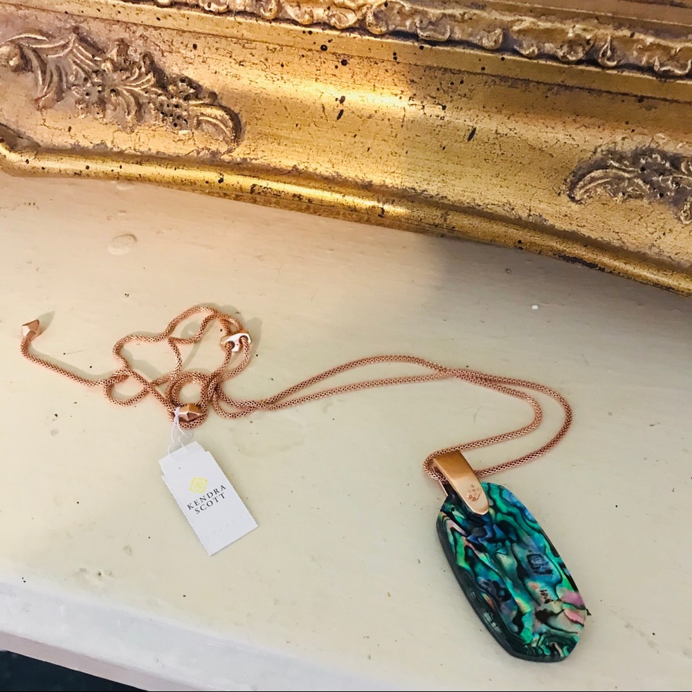 Inez Gold Long Pendant Necklace In Abalone Shell - Picture 4 of 4